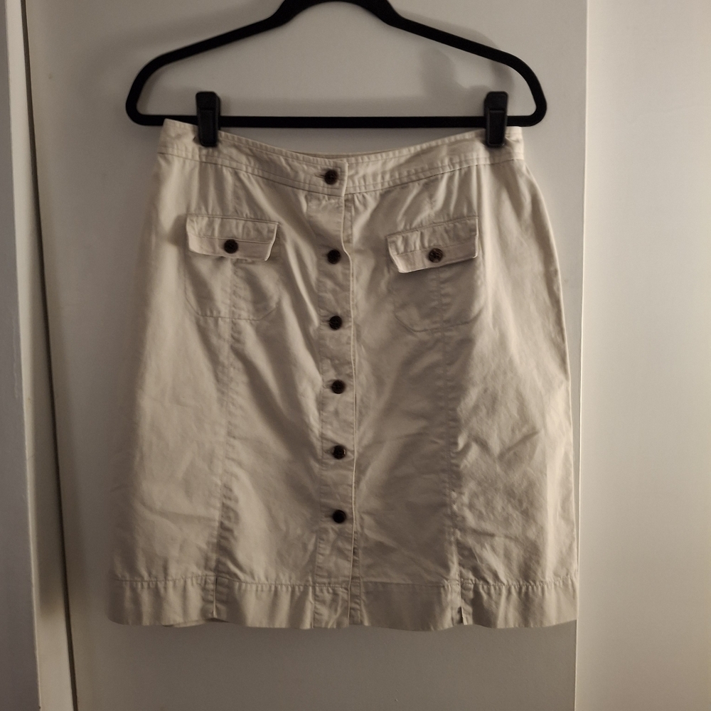 Caribbean Joe Women's Cream Button-Front A-Line Skirt